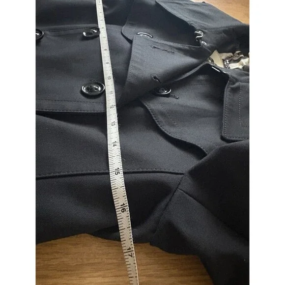 Burberry London Black Mid Length Trench Coat Size 6 - Picture 13 of 13